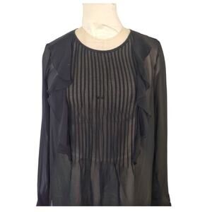 WhoWhatWear Sheer Black Blouse Size XS Formal Work School Academia Ruffles